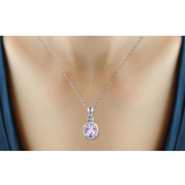 JewelonFire 1.60 Carat T.G.W. Pink Amethyst Sterling Silver Pendant - Assorted Colors