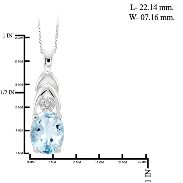 JewelonFire 2 1/3 Carat T.G.W. Sky Blue Topaz And White Diamond Accent Sterling Silver Pendant - Assorted Colors