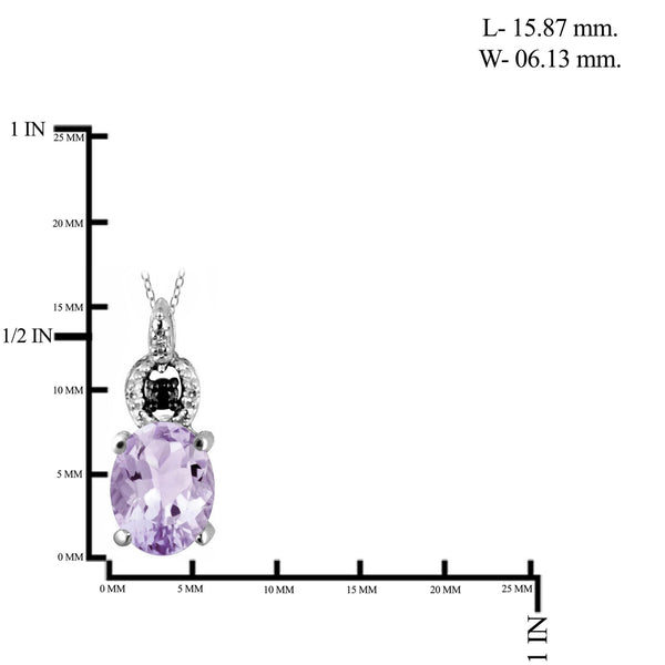 JewelonFire 1.00 Carat T.G.W. Pink Amethyst And 1/20 Carat T.W. Black And White Diamond Sterling Silver Pendant - Assorted Colors