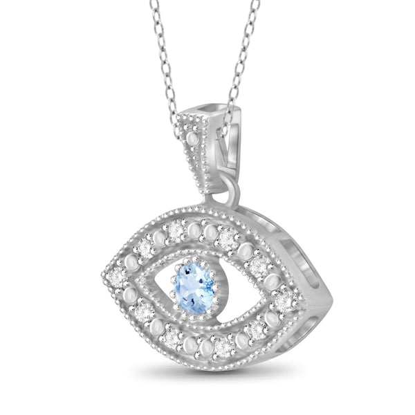 JewelonFire 1/7 Carat T.G.W. Sky Blue Topaz And White Diamond Sterling Silver Pendant - Assorted Colors