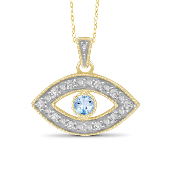 JewelonFire 1/7 Carat T.G.W. Sky Blue Topaz And White Diamond Sterling Silver Pendant - Assorted Colors