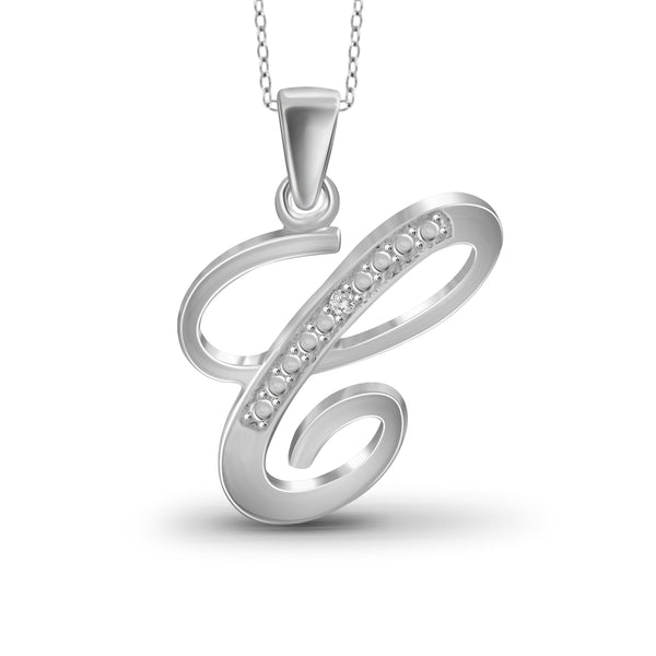 JewelonFire White Diamond Accent Sterling Silver "A TO Z" Initial Pendant