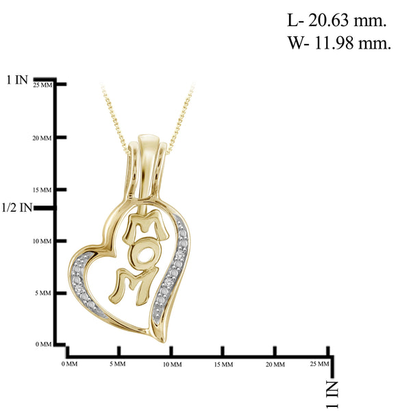 JewelonFire White Diamond Accent 14kt Gold Plated Brass Mom Heart Pendant