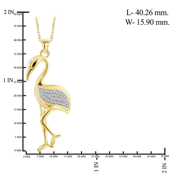 JewelonFire White Diamond Accent 14kt Gold Plated Brass Flamingo Pendant