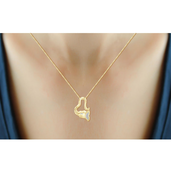 JewelonFire White Diamond Accent 14kt Gold Plated Brass Elephant Pendant