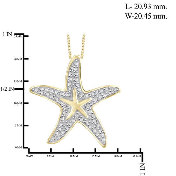JewelonFire White Diamond Accent 14kt Gold Plated Brass Star Pendant