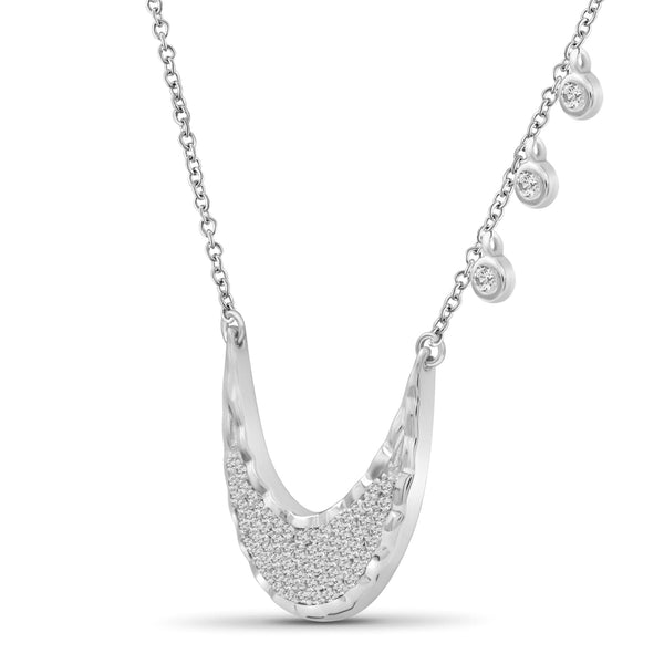 JewelonFire 1/4 Ctw White Diamond Sterling Silver Layer Necklace - Assorted Colors
