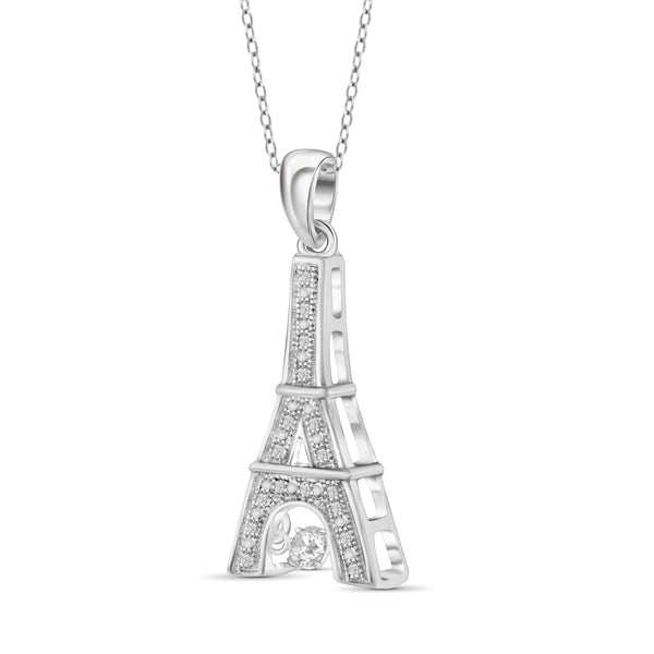 Diamonds in the Sky 1/10 Carat T.W. White Diamond Sterling Silver Eiffel Tower Pendant - Assorted colors