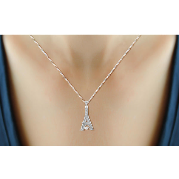 Diamonds in the Sky 1/10 Carat T.W. White Diamond Sterling Silver Eiffel Tower Pendant - Assorted colors