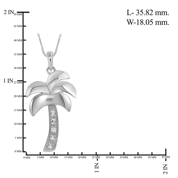 JewelonFire Accent White Diamond Sterling Silver Palm Tree Pendant - Assorted Colors