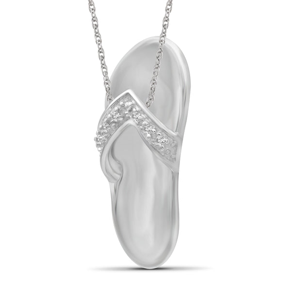JewelonFire Accent White Diamond Sterling Silver Flip-flop Pendant - Assorted Colors