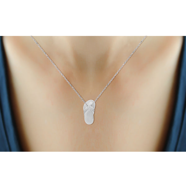 JewelonFire Accent White Diamond Sterling Silver Flip-flop Pendant - Assorted Colors