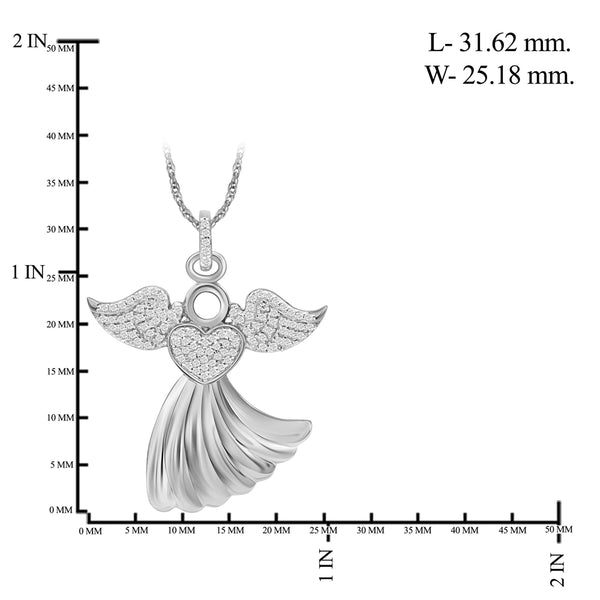 JewelonFire 1/4 Ctw White Diamond Angel Pendant in Sterling Silver - Assorted Finish