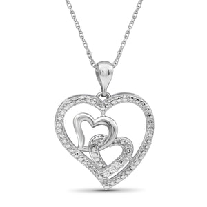 JewelonFire Accent White Diamond Sterling Silver Heart Pendant - Assorted Colors