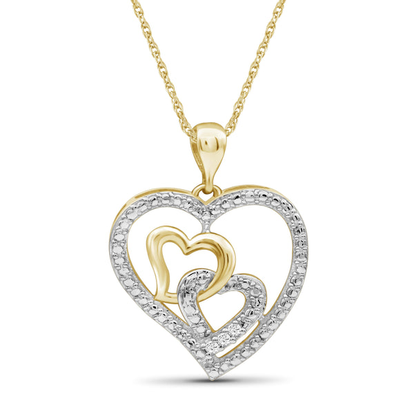 JewelonFire Accent White Diamond Sterling Silver Heart Pendant - Assorted Colors