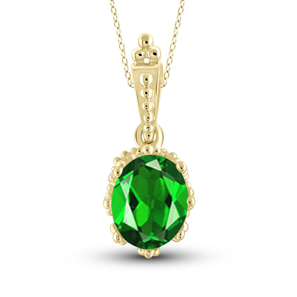 JewelonFire 1.50 Carat T.G.W. Chrome Diopside Sterling Silver Pendant - Assorted Colors