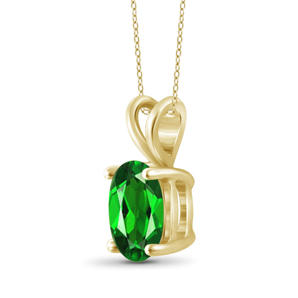 JewelonFire 1.50 Carat T.G.W. Chrome Diopside Sterling Silver Pendant - Assorted Colors