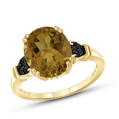 JewelonFire 1 1/2 Carat T.G.W. Whiskey And Black Diamond Accent 14kt Gold Over Silver Fashion Ring