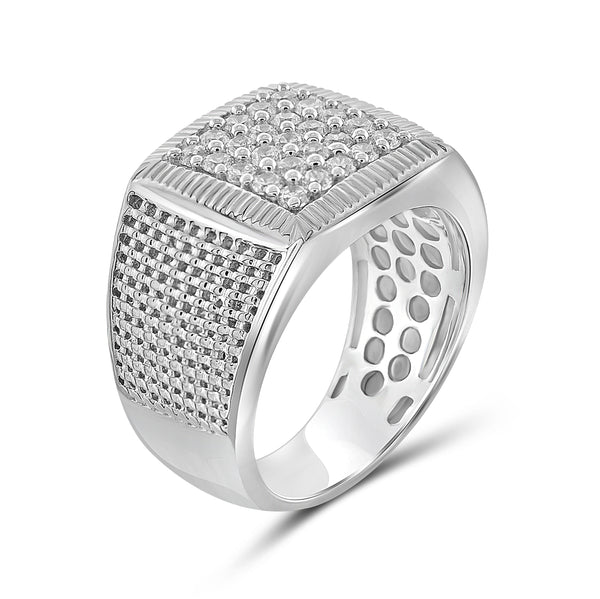 White Cubic Zirconia (AAA) Sterling Silver Men's Ring