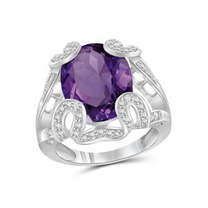JewelonFire 8 1/3 Carat T.G.W. Amethyst And White Diamond Accent Sterling Silver Ring - Assorted Colors