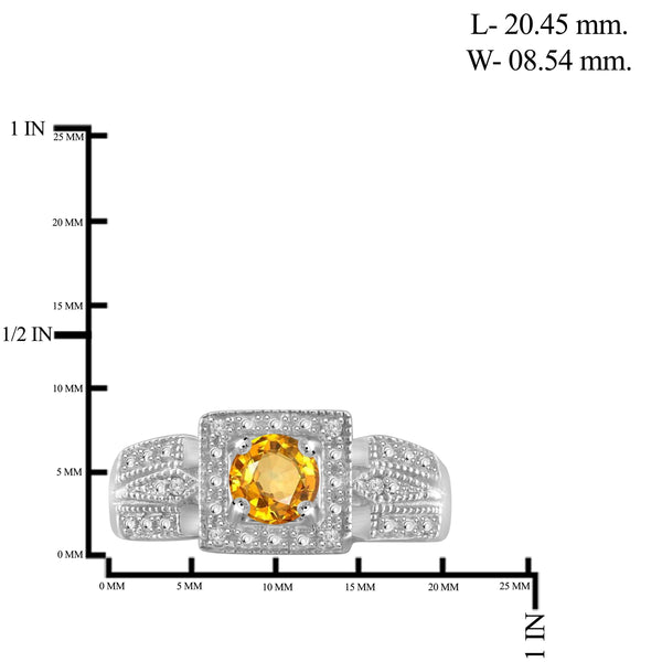 JewelonFire 1/2 Carat T.G.W. Citrine And White Diamond Accent Sterling Silver Ring