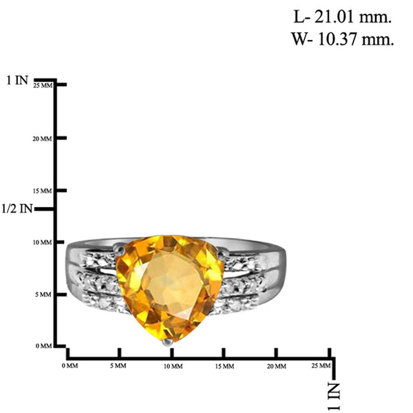 JewelonFire 2 3/4 Carat T.G.W. Citrine And 1/7 Carat T.W. White Diamond Sterling Silver Ring