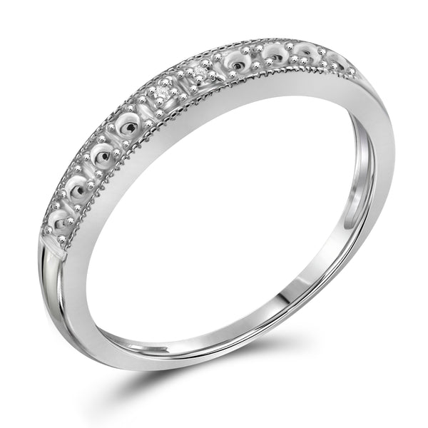 JewelonFire Accent White Diamond Sterling Silver Wedding Band