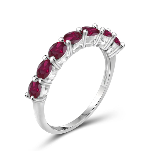 JewelonFire 1.30 Carat T.G.W Ruby Sterling Silver Ring - Assorted Colors