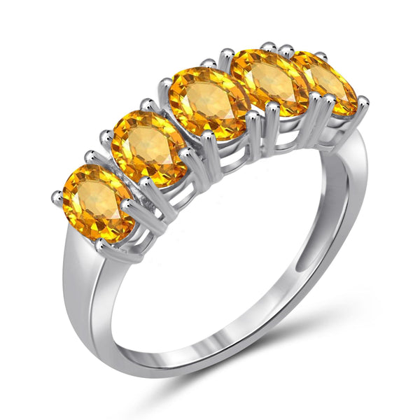 JewelonFire 2 1/3 Carat T.G.W. Citrine Sterling Silver Ring - Assorted Colors