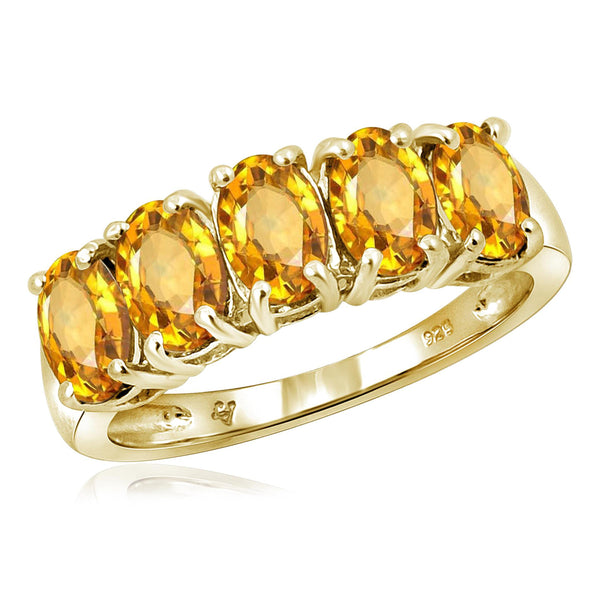 JewelonFire 2 1/3 Carat T.G.W. Citrine Sterling Silver Ring - Assorted Colors