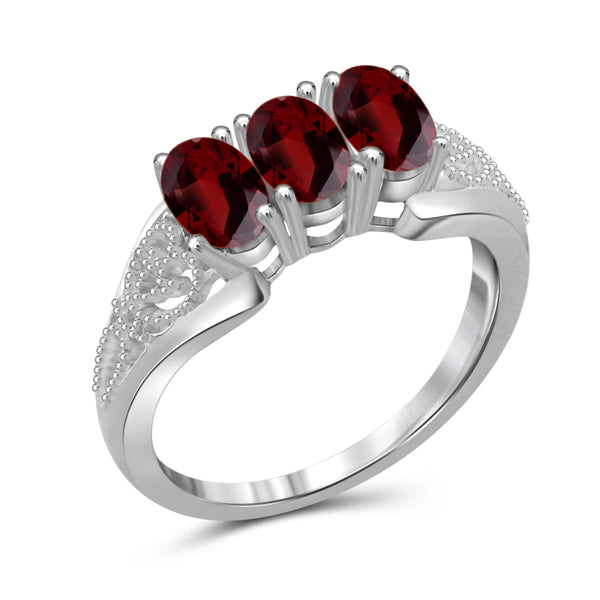 JewelonFire 1 3/4 Carat T.G.W. Garnet Sterling Silver Ring - Assorted Colors