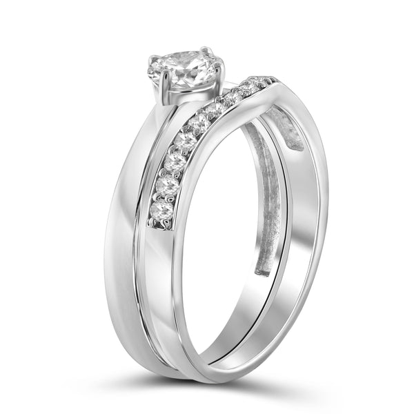 White Cubic Zirconia (AAA) Sterling Silver Bridal Set