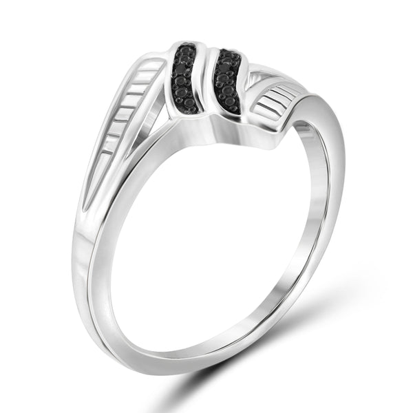 JewelonFire Accent Black Diamond Sterling Silver Ring
