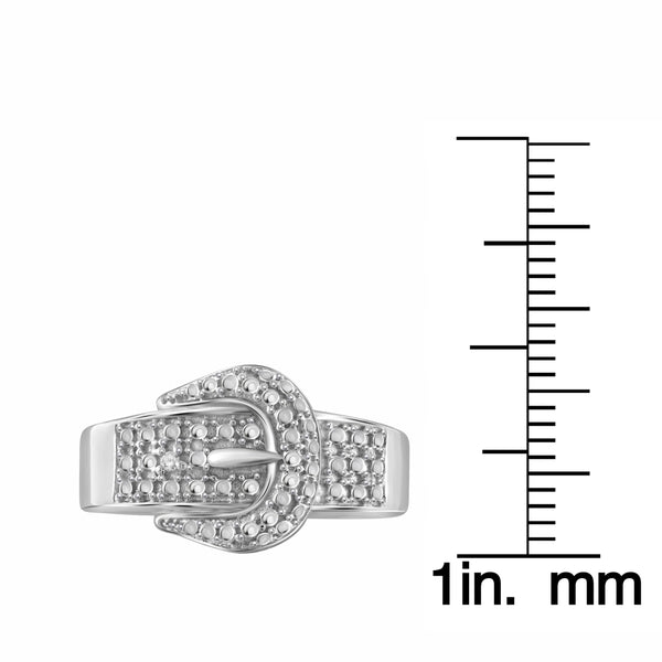 JewelonFire Accent Diamond Sterling Silver Buckle Ring