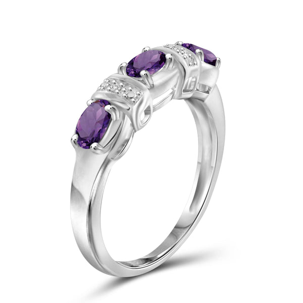 JewelonFire 3/4 Carat T.G.W. Amethyst And White Diamond Accent Sterling Silver Ring - Assorted Colors