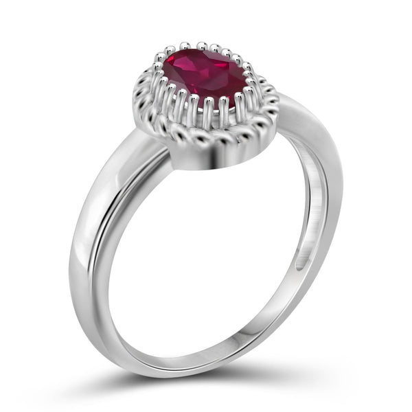 JewelonFire 0.90 Carat T.G.W. Ruby Sterling Silver Ring - Assorted Colors