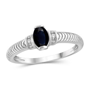 JewelonFire 0.60 Carat T.G.W. Sapphire and White Diamond Accent Sterling Silver Ring - Assorted Colors
