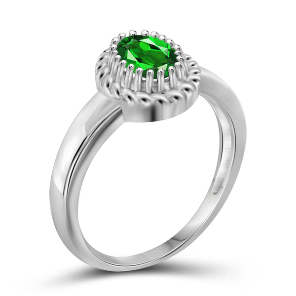 JewelonFire 0.80 Carat T.G.W. Chrome Diopside Sterling Silver Ring - Assorted Colors