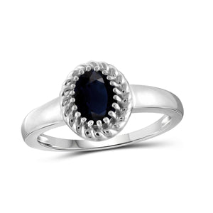 JewelonFire 1.00 Carat T.G.W. Sapphire Sterling Silver Ring - Assorted Colors