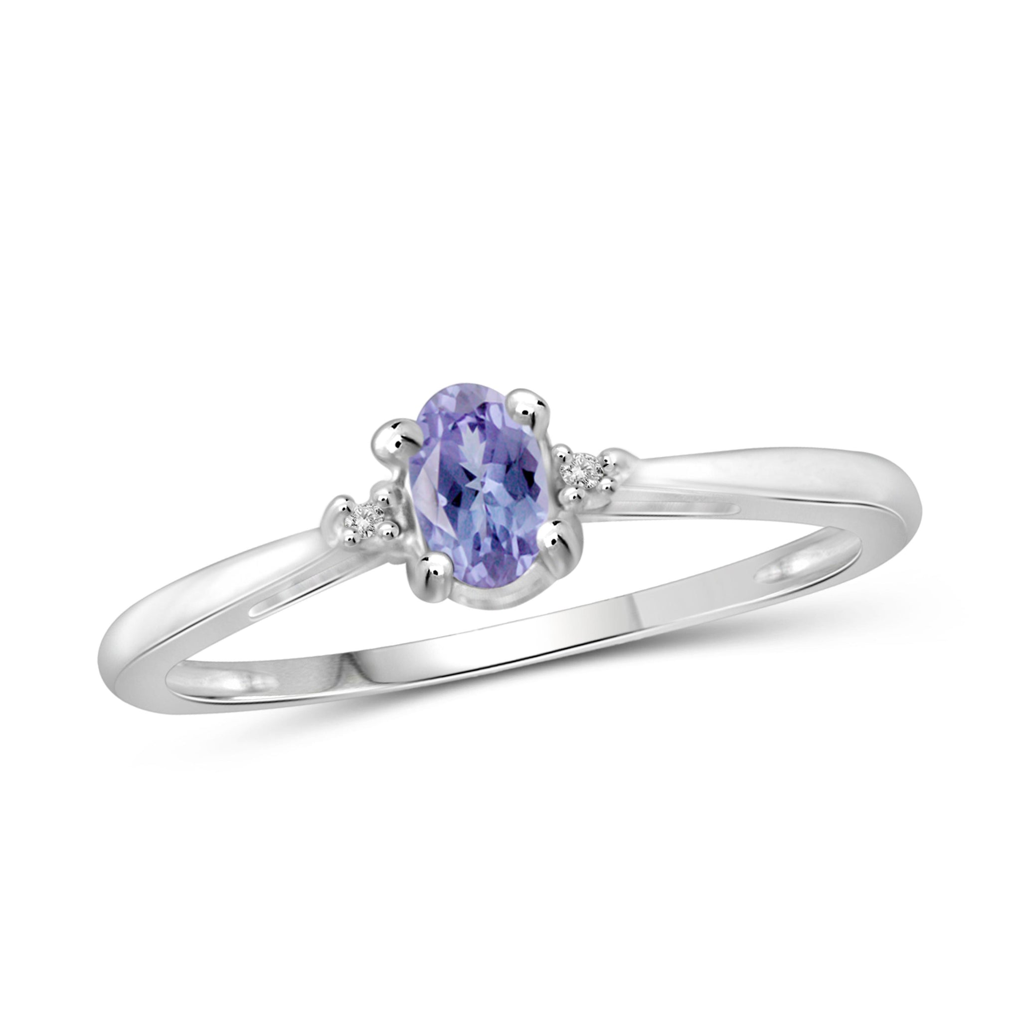 JewelonFire 0.20 Carat T.G.W. Tanzanite and White Diamond Accent Sterling Silver Ring - Assorted Colors