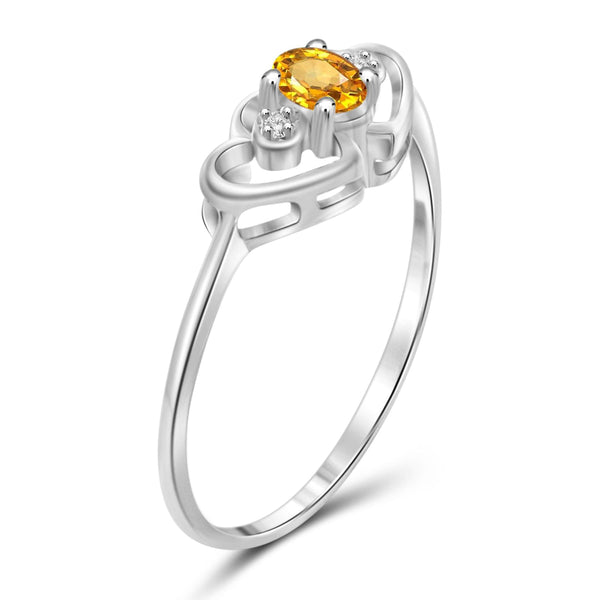 JewelonFire 1/5 Carat T.G.W. Citrine And White Diamond Accent Sterling Silver Ring - Assorted Colors