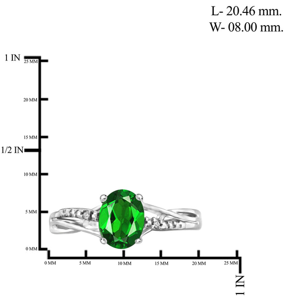 JewelonFire 1.15 Carat T.G.W. Chrome Diopside and White Diamond Accent Sterling Silver Ring - Assorted Colors