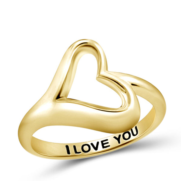 JewelonFire "I Love You" Sterling Silver Heart Ring - Assorted Color