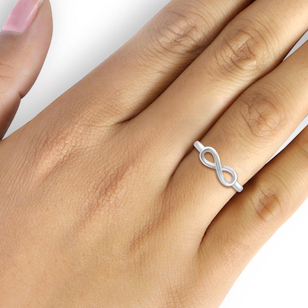 JewelonFire Sterling Silver Infinity Friendship Ring for Women | Personalized Always Love You Promise Eternity Knot Symbol Band