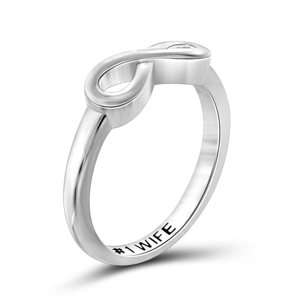 JewelonFire Sterling Silver Infinity Friendship Ring for Women | Personalized #1 Wife Promise Eternity Knot Symbol Band