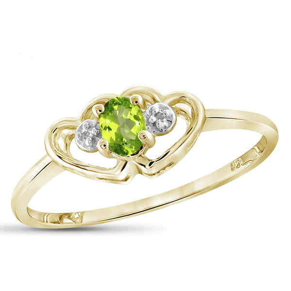 JewelonFire 1/5 Carat T.G.W. Peridot And White Diamond Accent Sterling Silver Ring - Assorted Colors