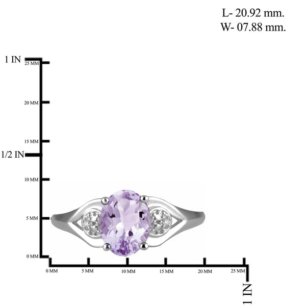 JewelonFire 1.00 Carat T.G.W. Pink Amethyst And White Diamond Accent Sterling Silver Ring - Assorted Colors