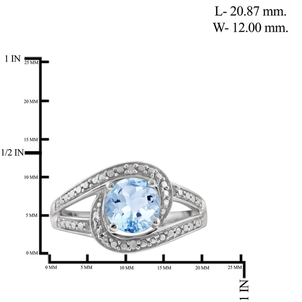 JewelonFire 1 1/2 Carat T.G.W. Sky Blue Topaz And White Diamond Accent Sterling Silver Ring - Assorted Colors