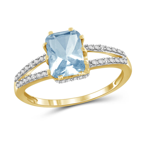 JewelonFire 2.00 Carat T.G.W. Sky Blue Topaz And White Diamond Accent Sterling Silver Ring - Assorted Colors
