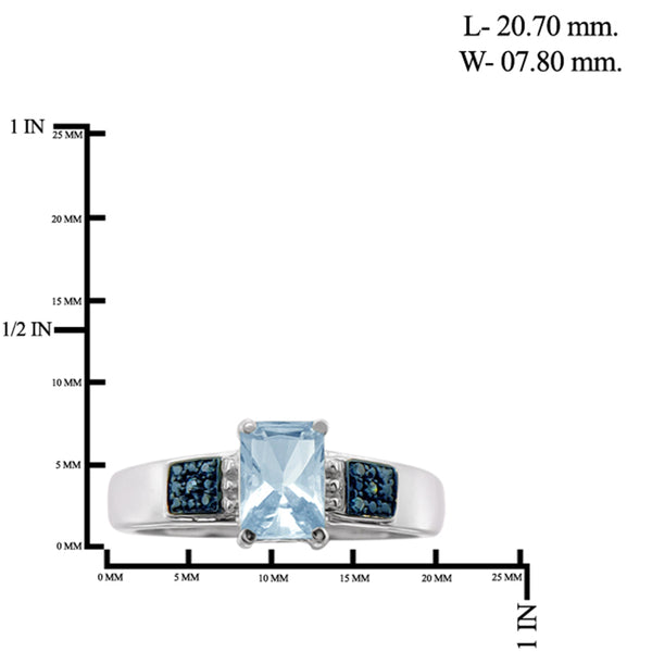 JewelonFire 1 1/3 Carat T.G.W. Sky Blue Topaz And Blue Diamond Accent Sterling Silver Ring